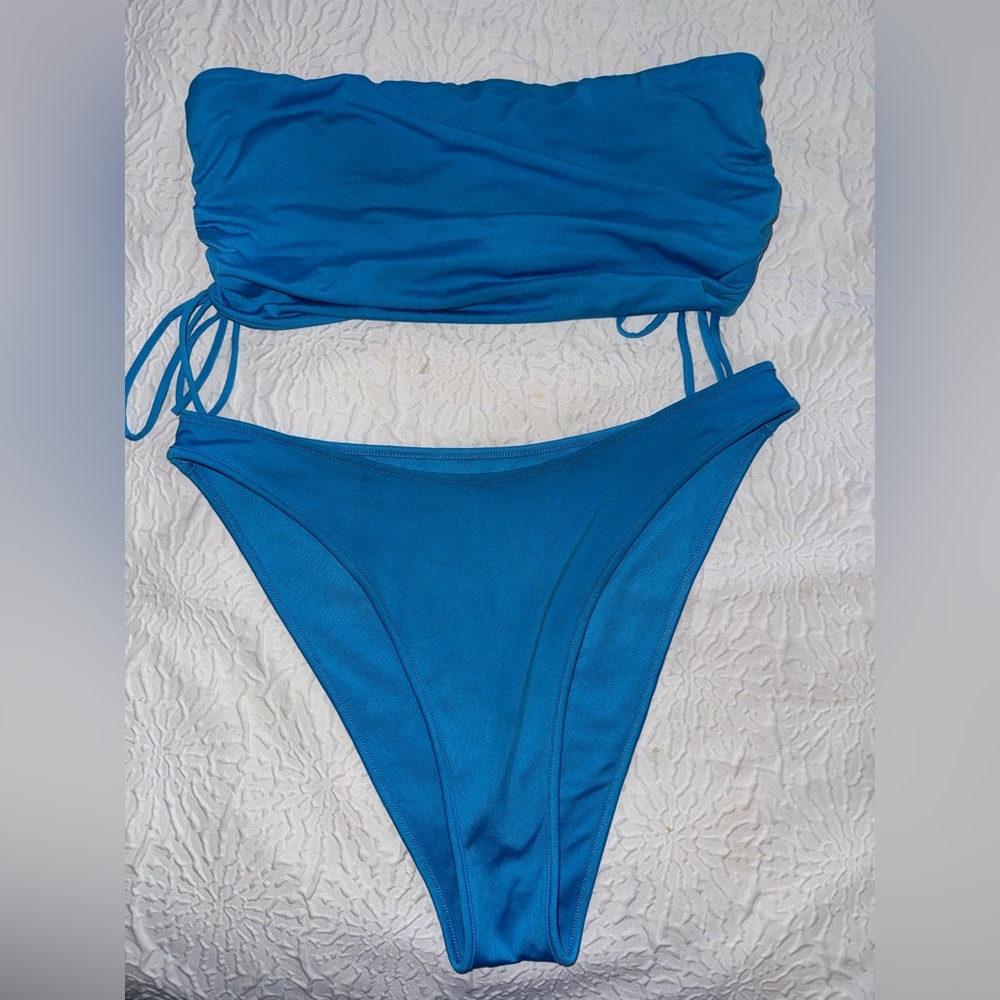 Oh Polly Blue Bandeau Bikini Set